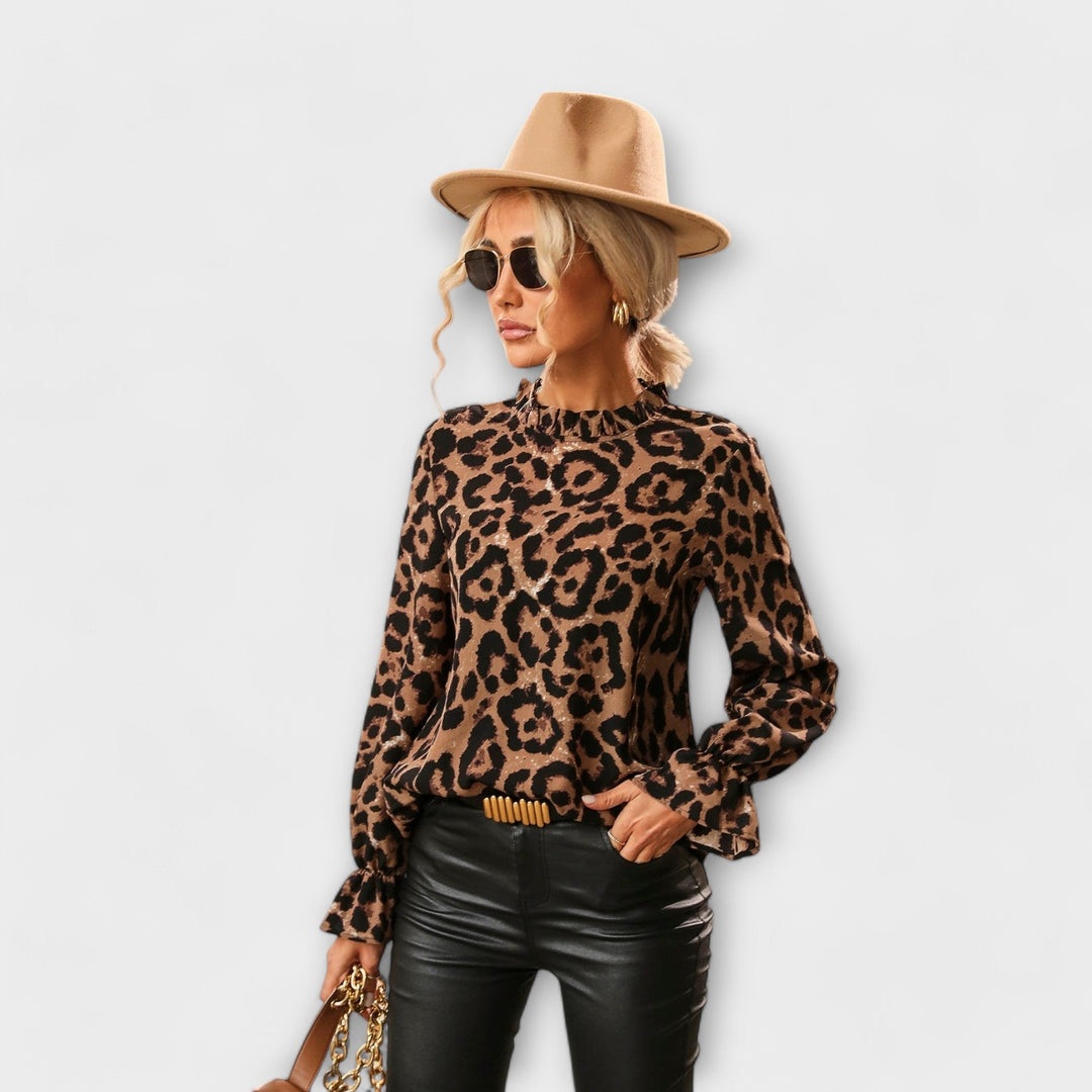 Kayla | Leopard Collar Blouse