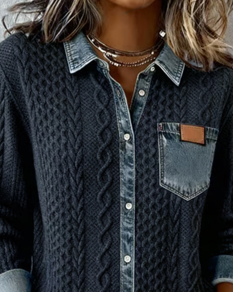 Madison | Denim Patchwork Top