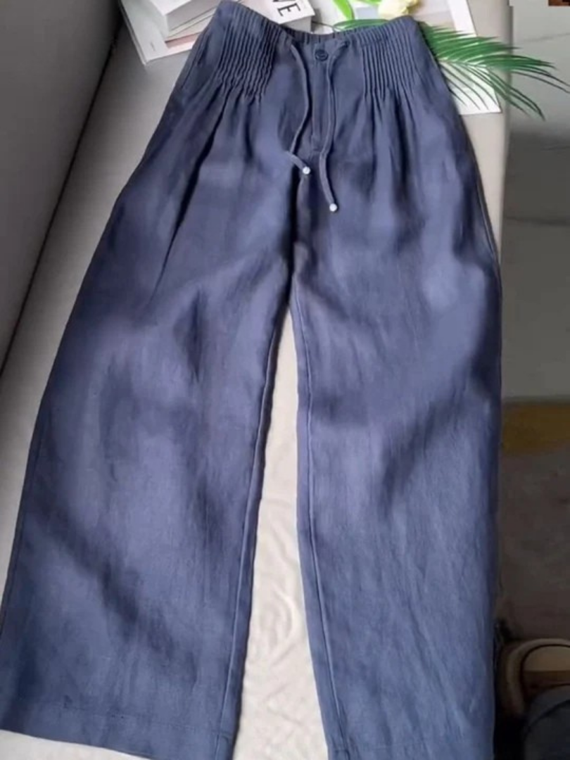 Camille | Cotton Linen Wide Leg Trousers