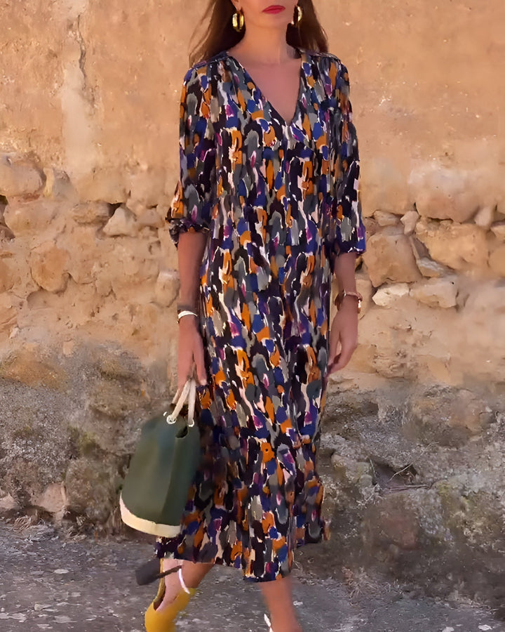 Nathalie | Retro Print Dress