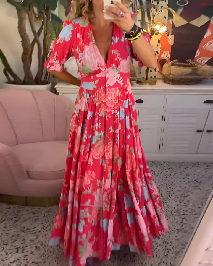 Carine | Floral V-Neck Dress