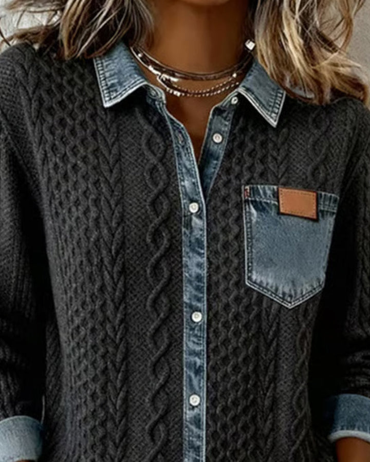 Madison | Denim Patchwork Top