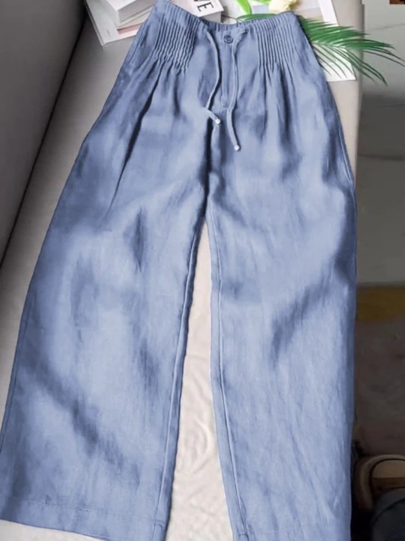 Camille | Cotton Linen Wide Leg Trousers