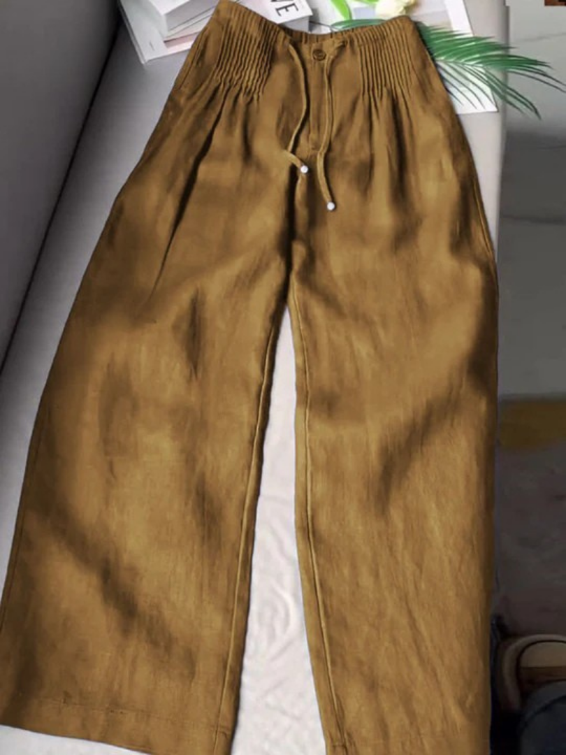 Camille | Cotton Linen Wide Leg Trousers
