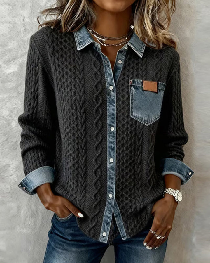 Madison | Denim Patchwork Top