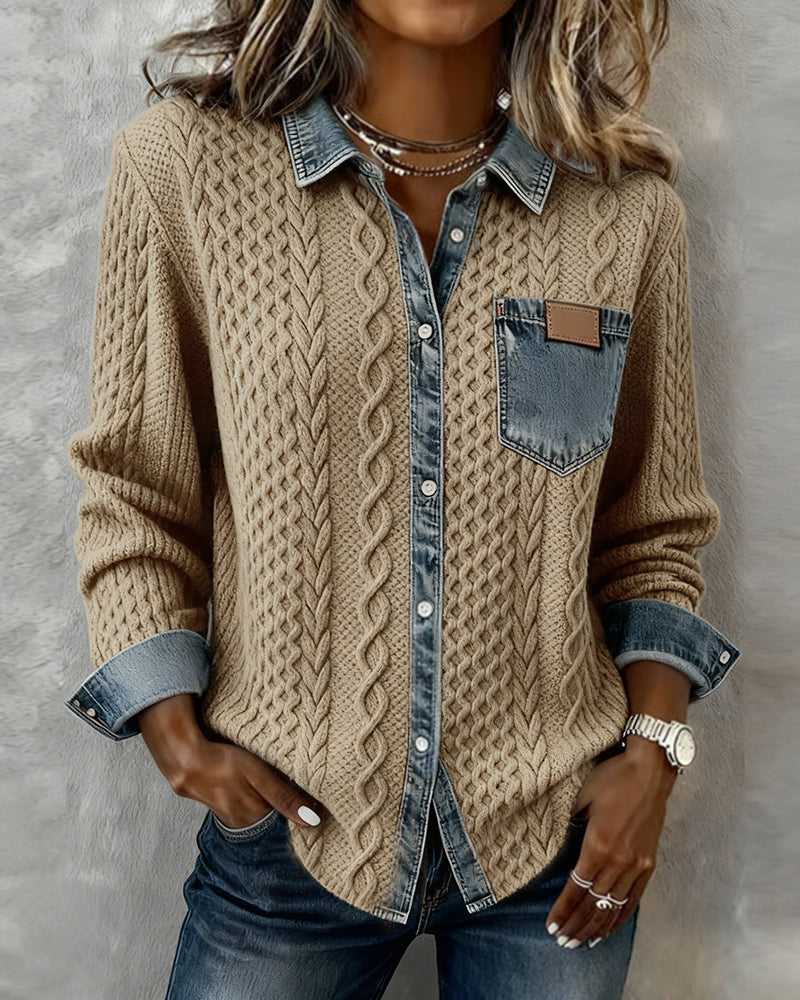 Madison | Denim Patchwork Top