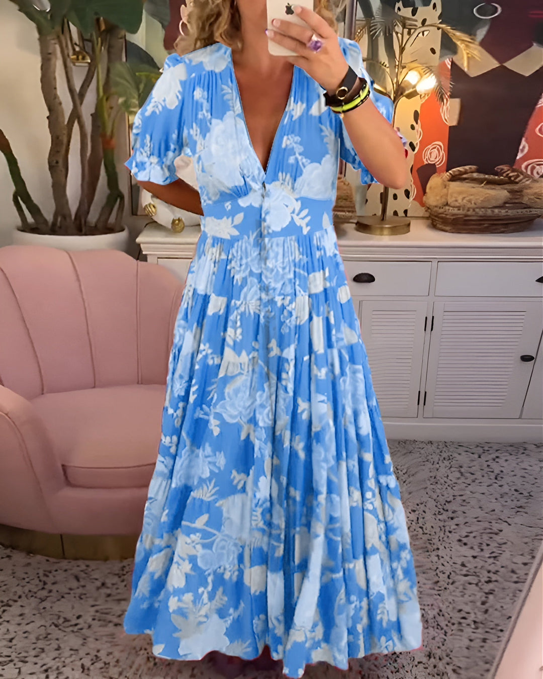 Carine | Floral V-Neck Dress