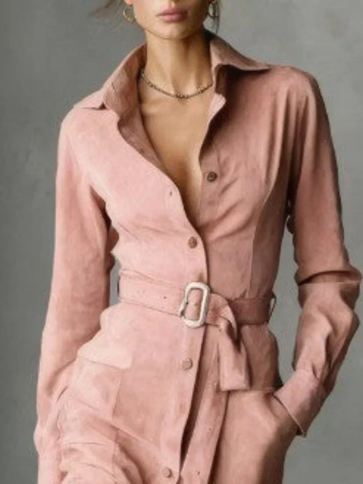 Selene | Suede Midi Coat Dress