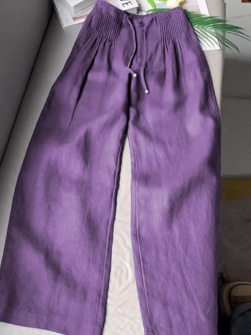 Camille | Cotton Linen Wide Leg Trousers