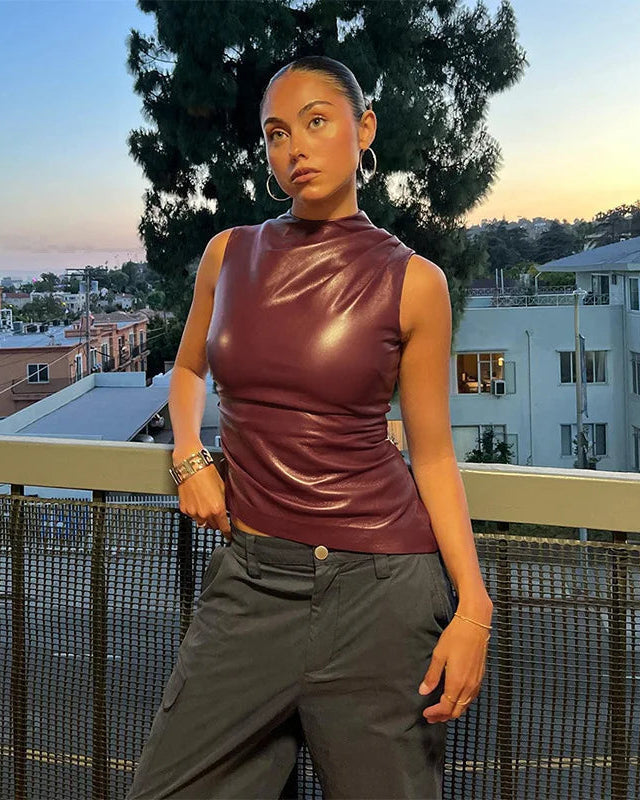 Kate | Leather Look Top