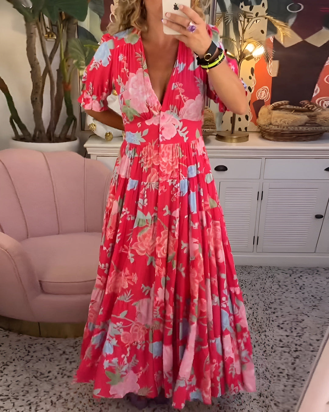 Carine | Floral V-Neck Dress