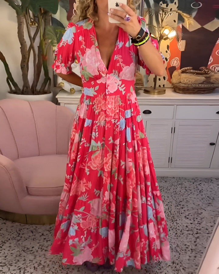 Carine | Floral V-Neck Dress