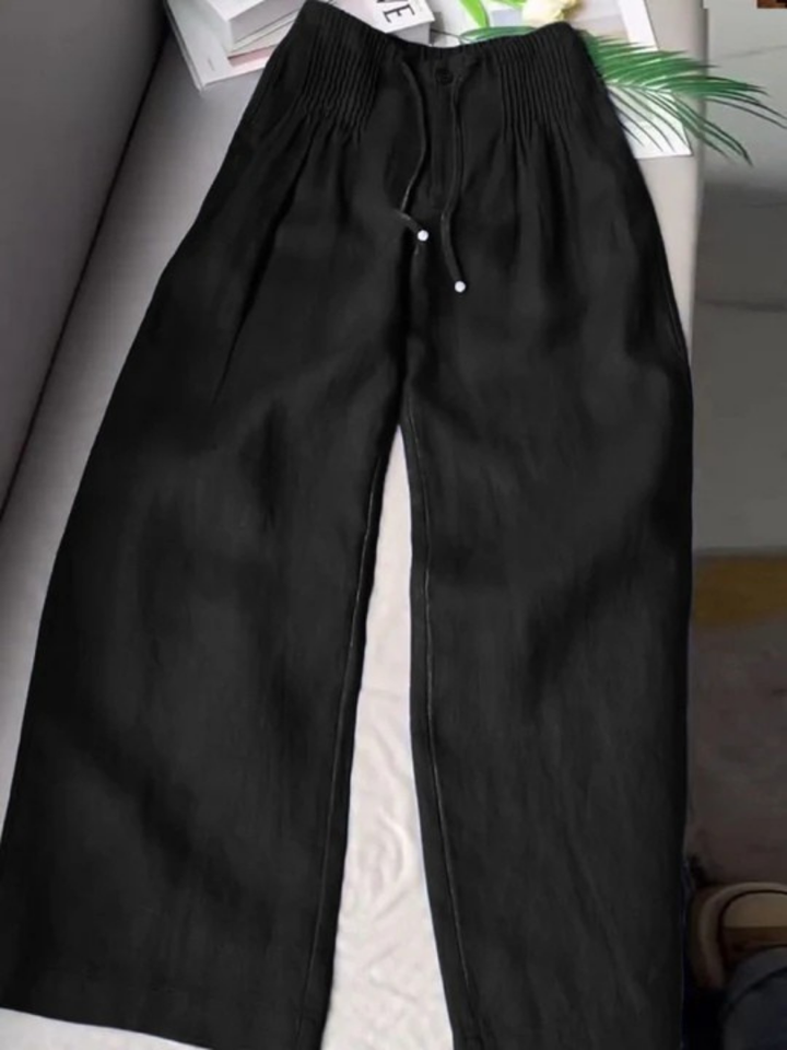 Camille | Cotton Linen Wide Leg Trousers