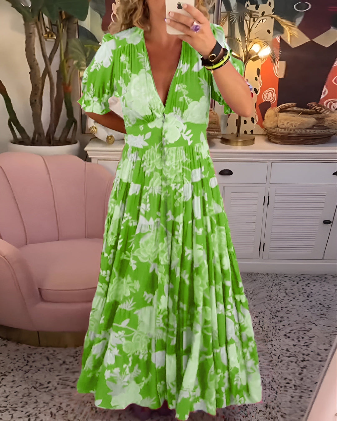 Carine | Floral V-Neck Dress