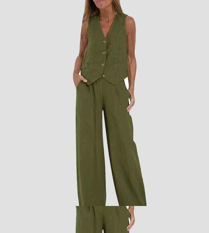 Aira | Vest & Wide Leg Trouser Set