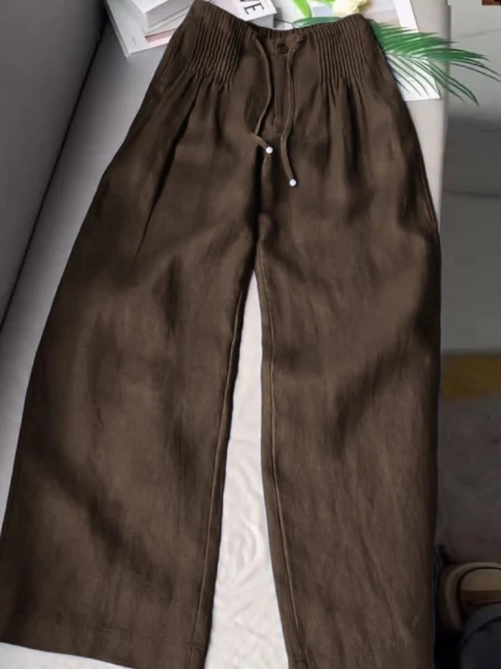 Camille | Cotton Linen Wide Leg Trousers