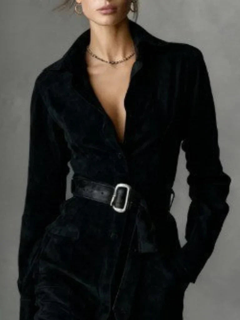 Selene | Suede Midi Coat Dress