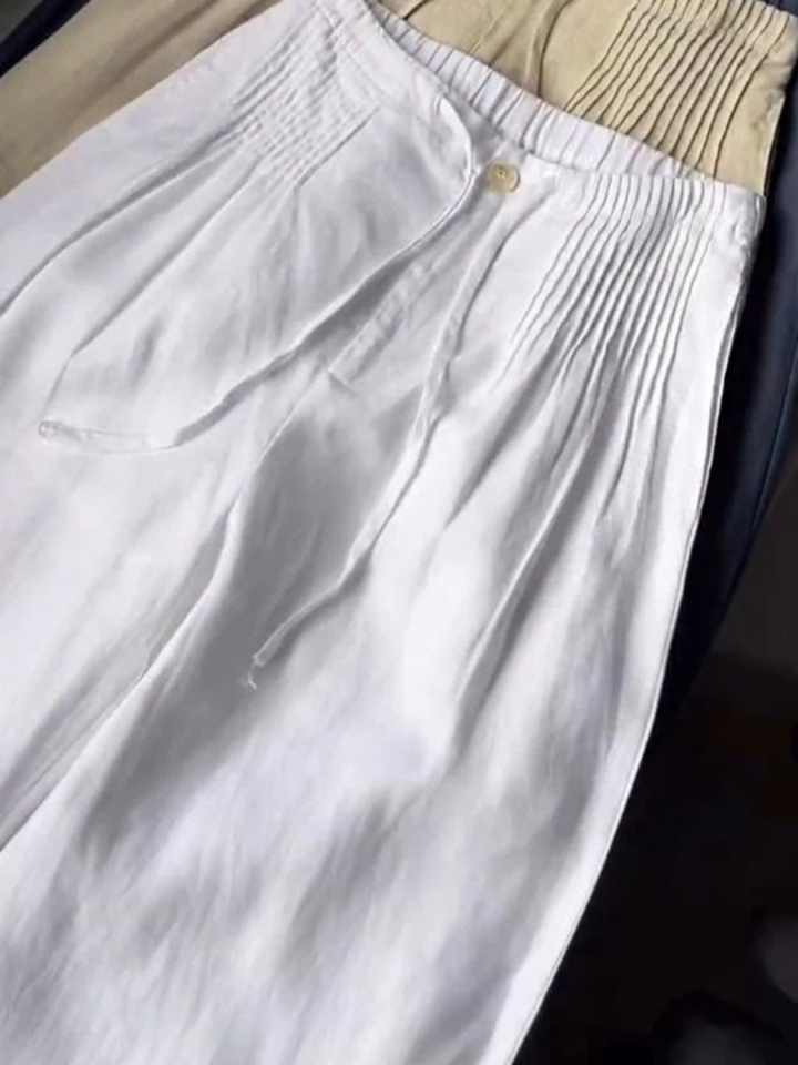 Camille | Cotton Linen Wide Leg Trousers