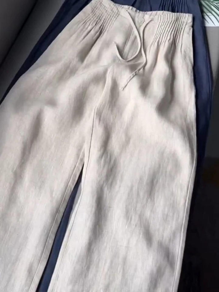 Camille | Cotton Linen Wide Leg Trousers