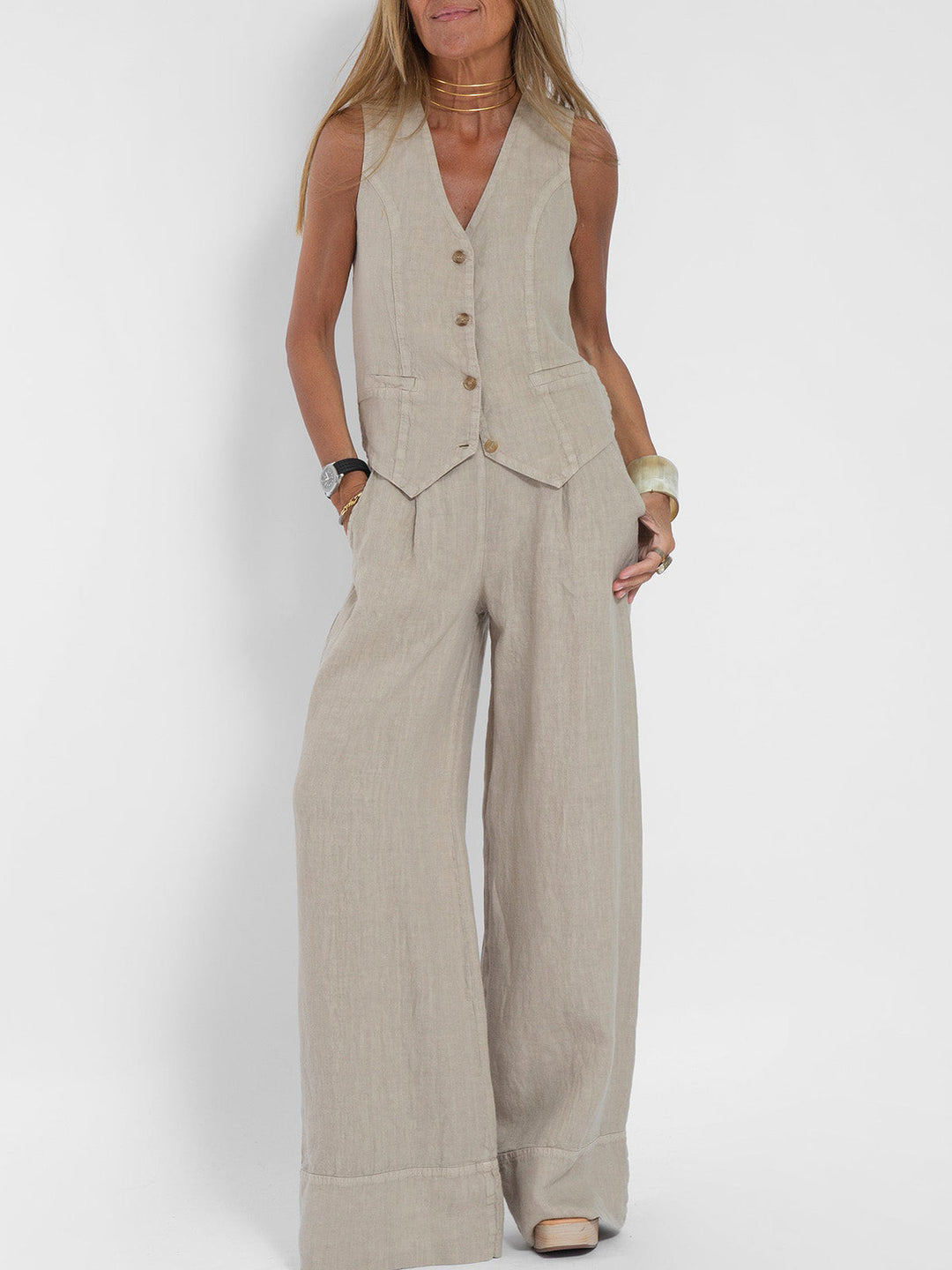 Aira | Vest & Wide Leg Trouser Set