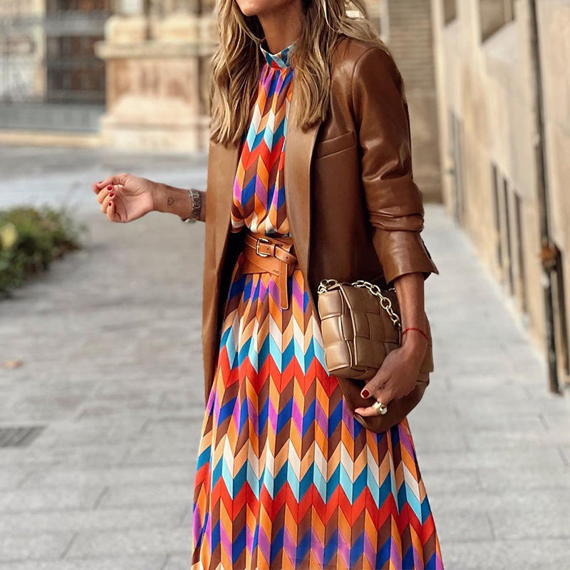 Kaia | Geometric Prints Long Party Dress
