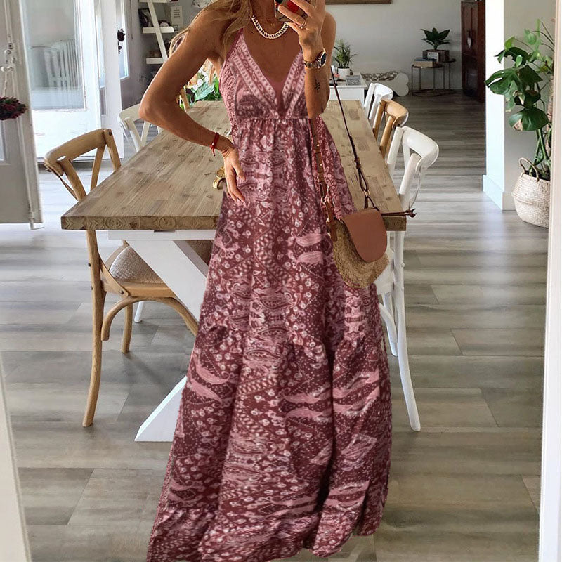 Wren | Boho Spaghetti Strap V-Neck Maxi Dress