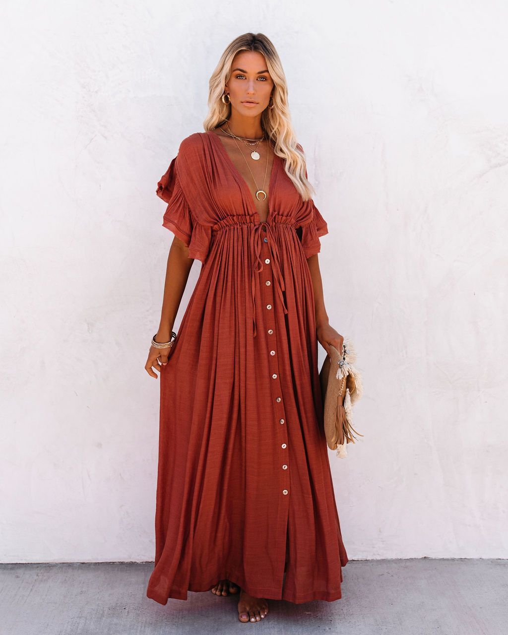 Audra | Boho V-Neck Kimono Beach Cover-Up Dress