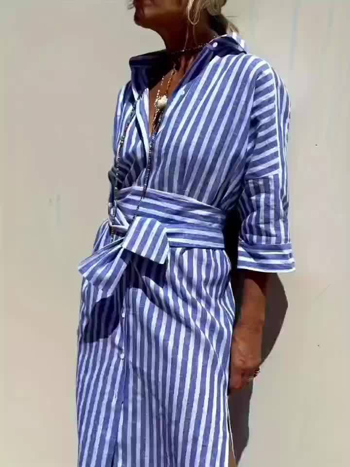 Christine | Striped Belted Dress