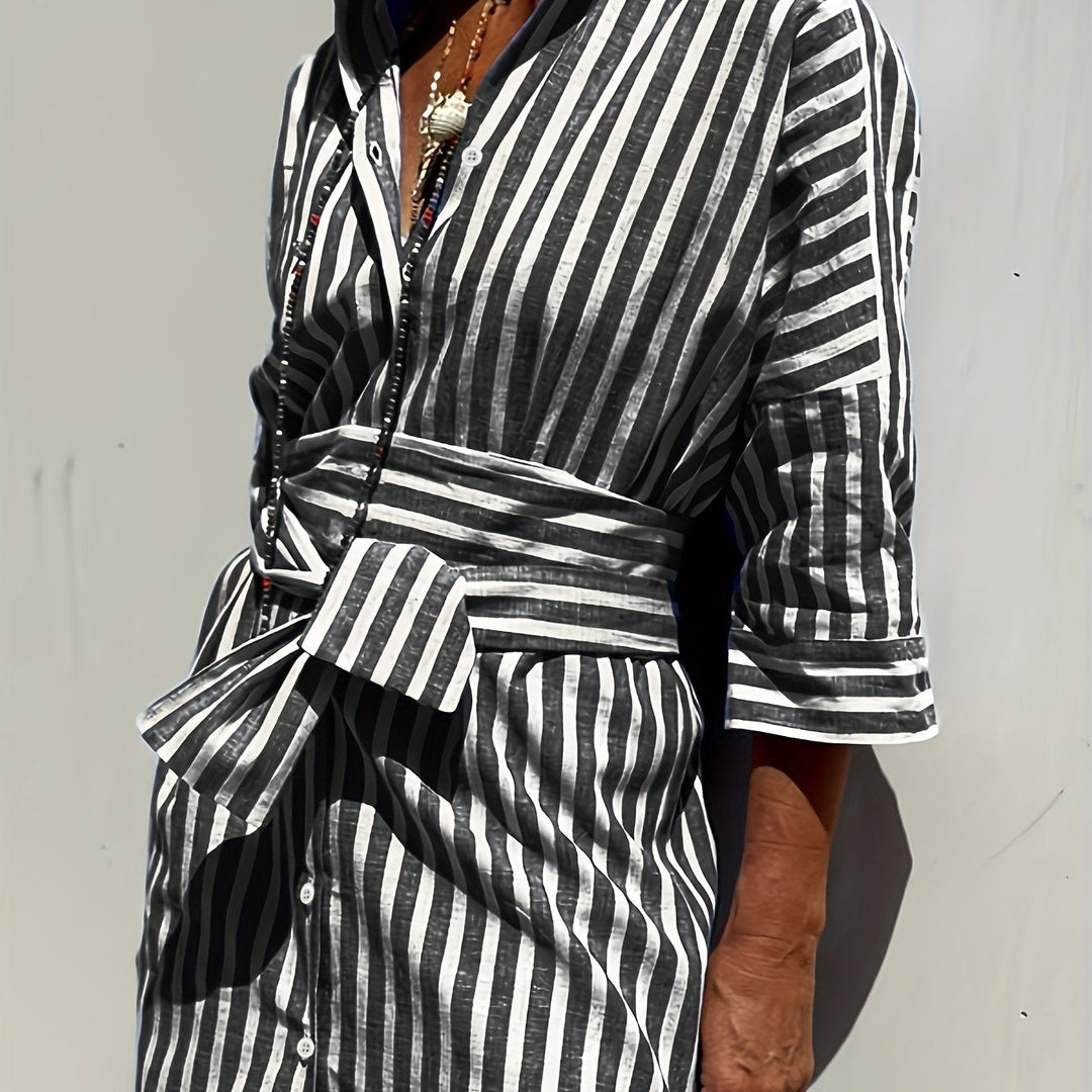 Christine | Striped Belted Dress