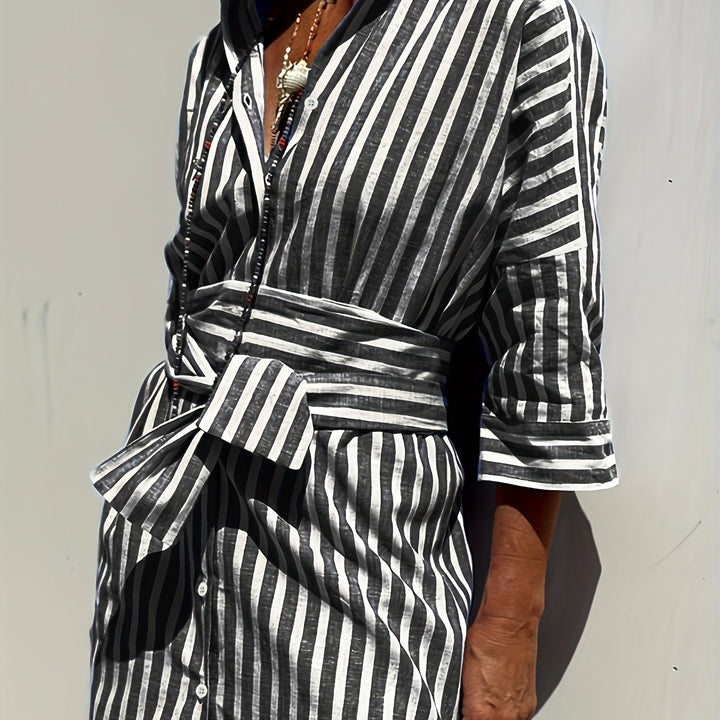 Christine | Striped Belted Dress