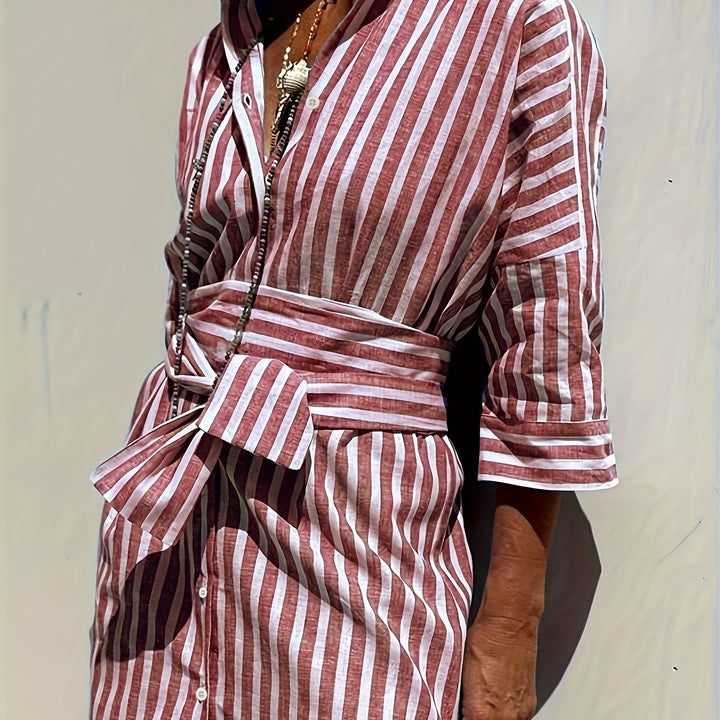 Christine | Striped Belted Dress