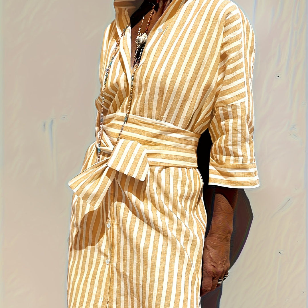 Christine | Striped Belted Dress