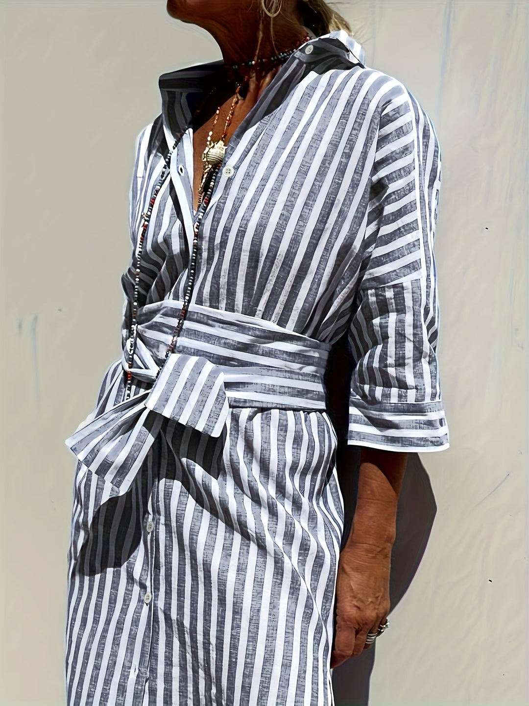 Christine | Striped Belted Dress