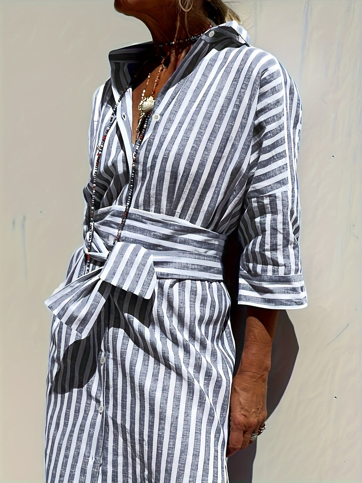 Christine | Striped Belted Dress