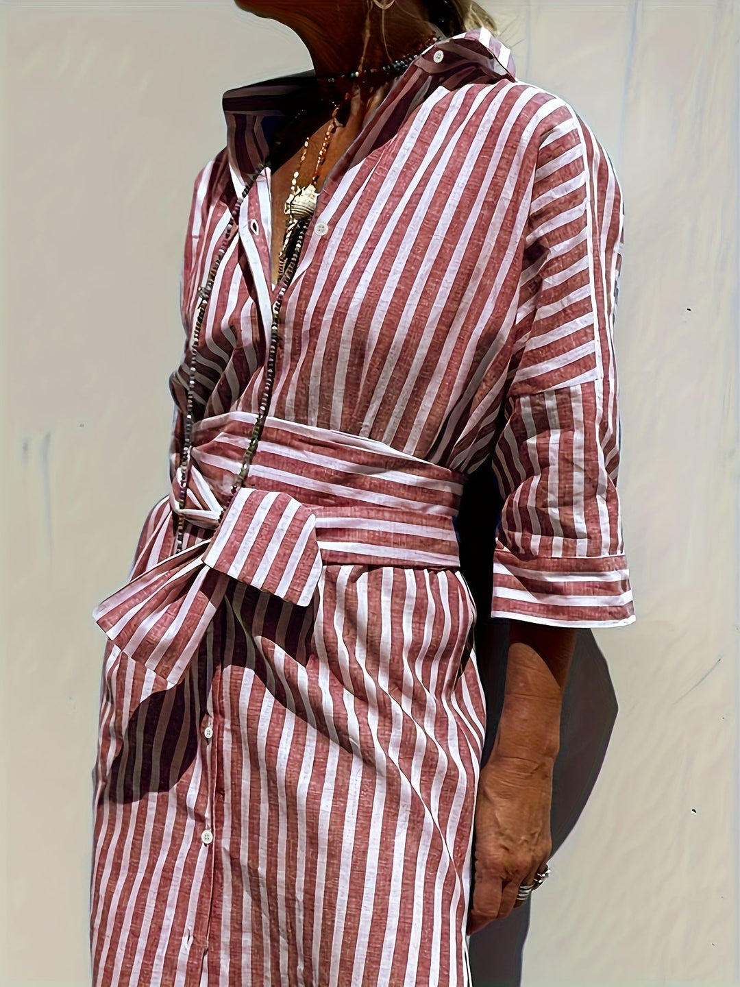 Christine | Striped Belted Dress
