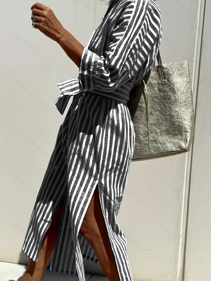 Christine | Striped Belted Dress
