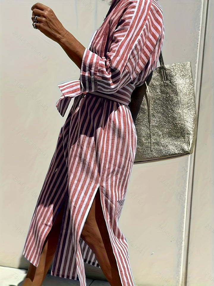 Christine | Striped Belted Dress