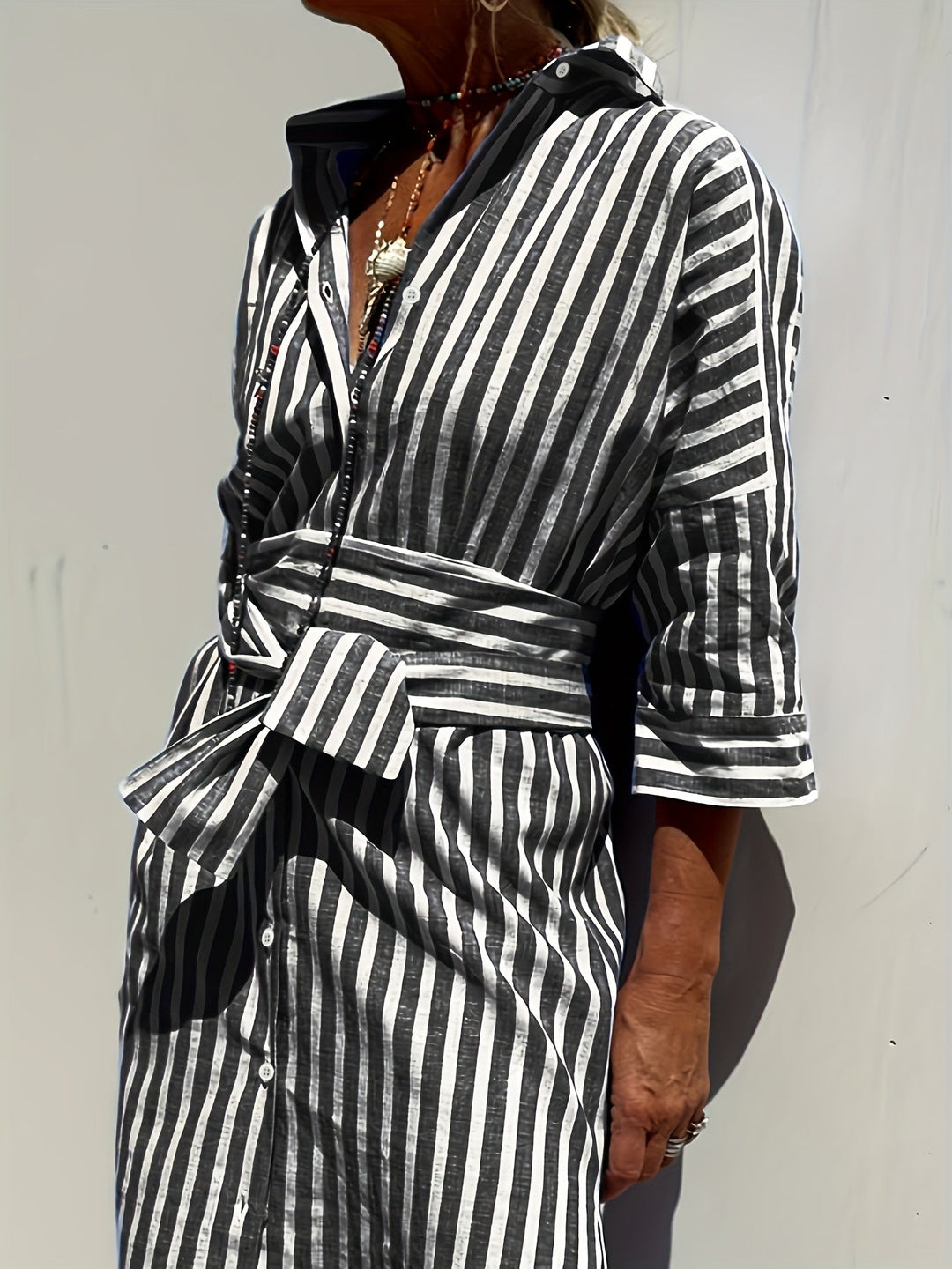 Christine | Striped Belted Dress