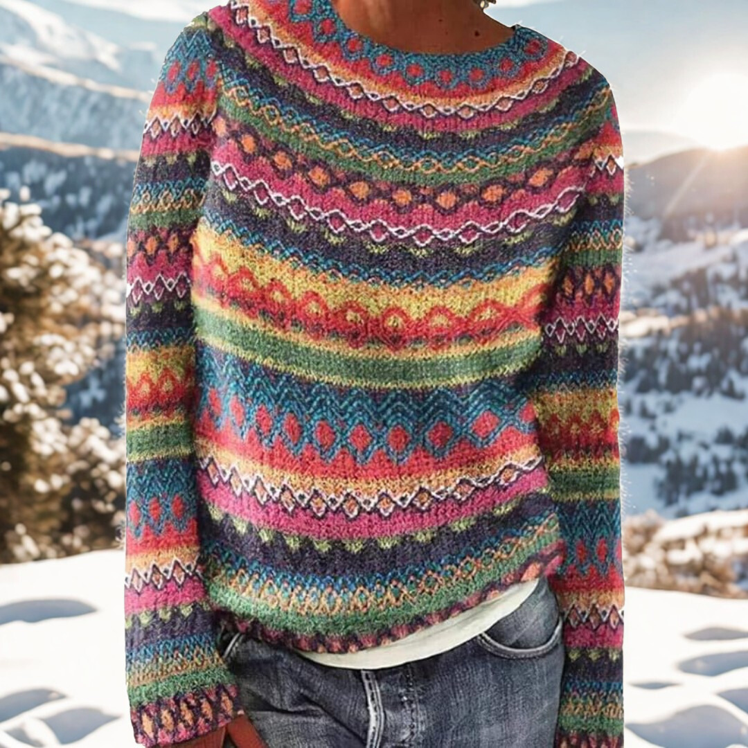 Seraphina – Winter Sweater with Nordic Pattern on the Shoulders