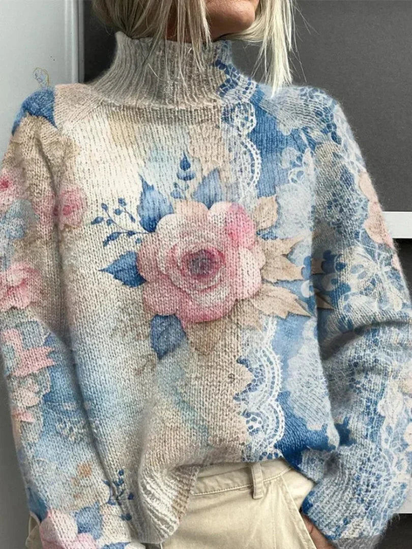 Roos | Lace Knitted Turtleneck Sweater