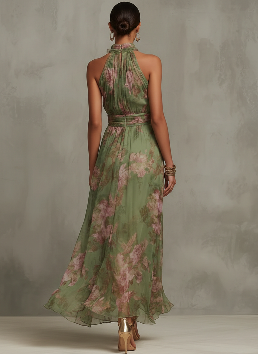 Mirelle | Gathered Halter Midi Dress