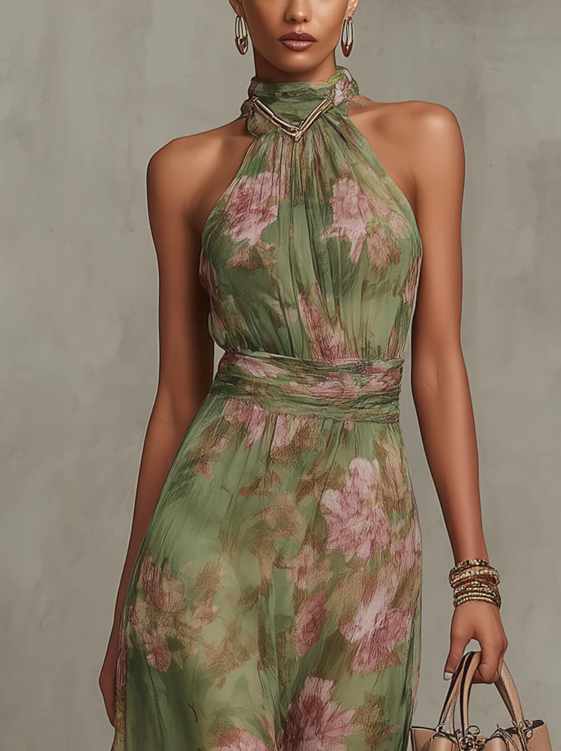 Mirelle | Gathered Halter Midi Dress