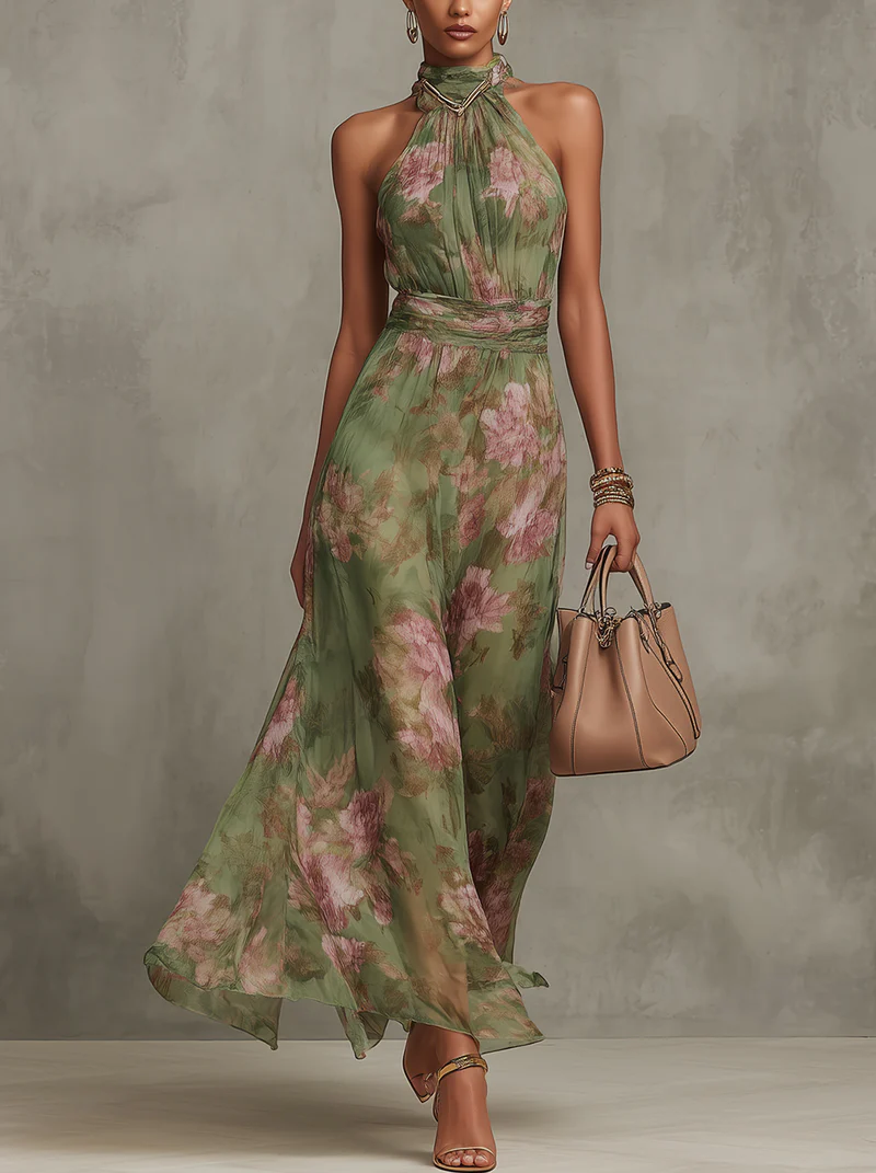 Mirelle | Gathered Halter Midi Dress