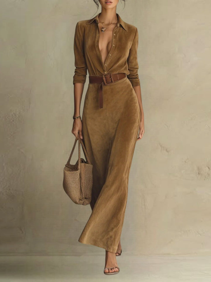 Célianne - Chic Suede Maxi Gown