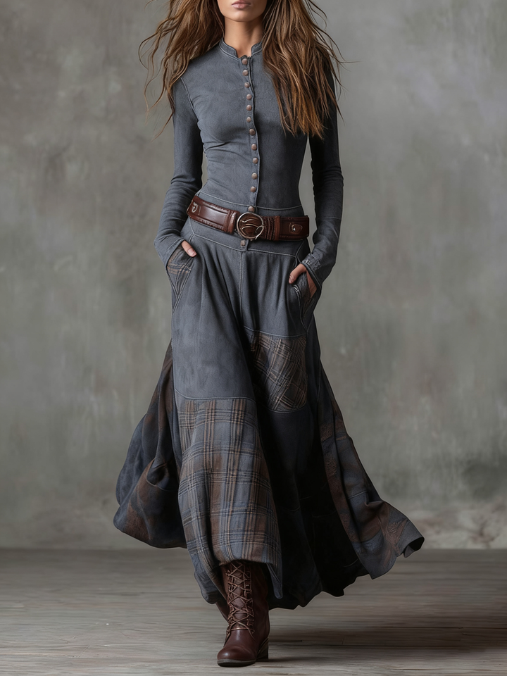 Azucena - Maxi Suede Dress with Belt