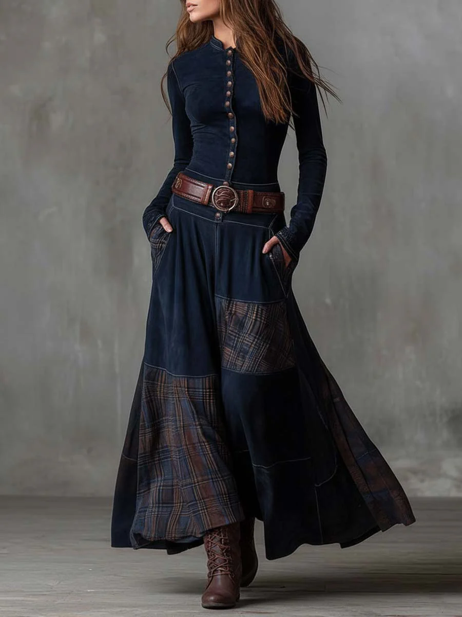 Azucena - Maxi Suede Dress with Belt