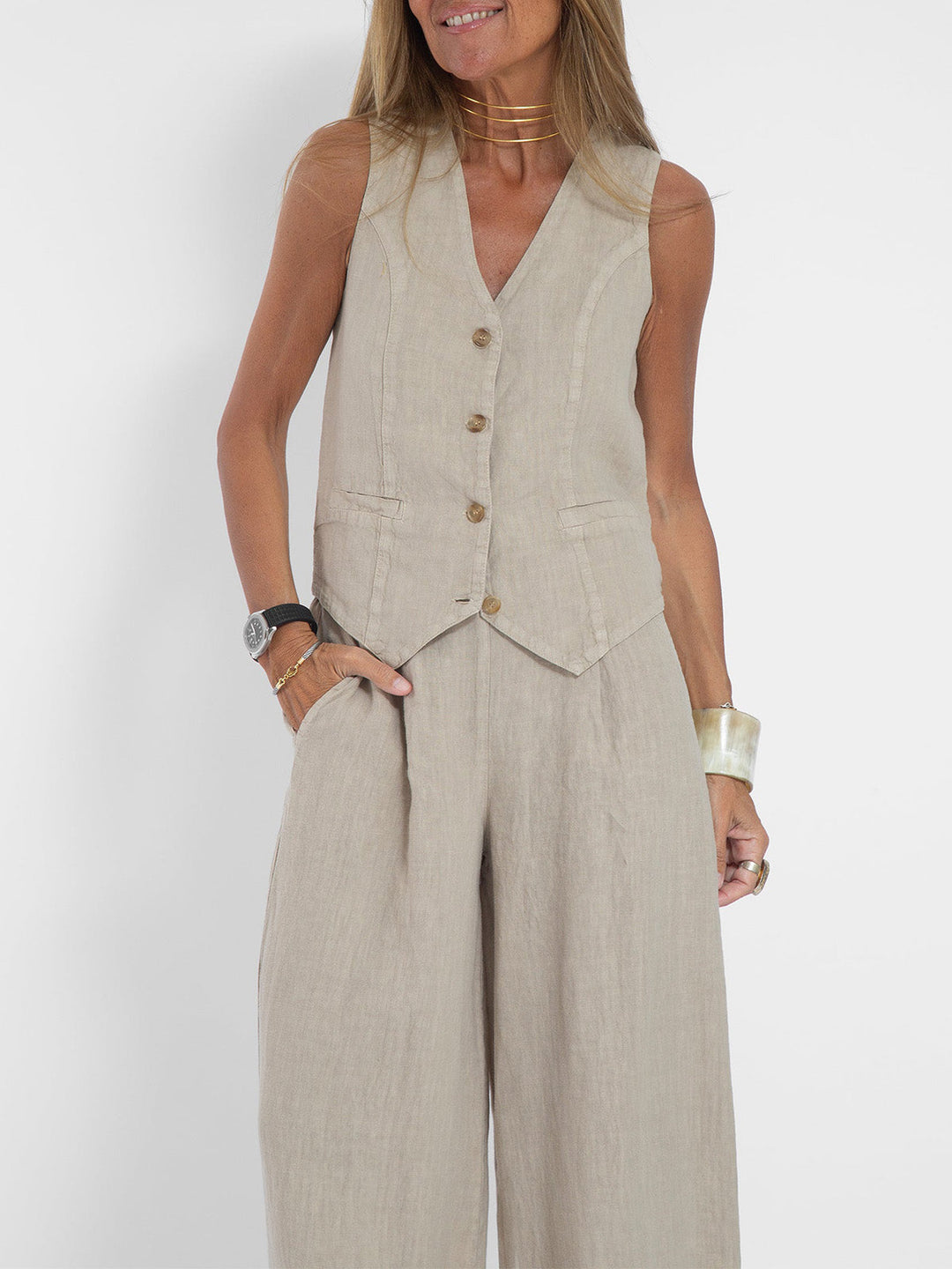 Aira | Vest & Wide Leg Trouser Set