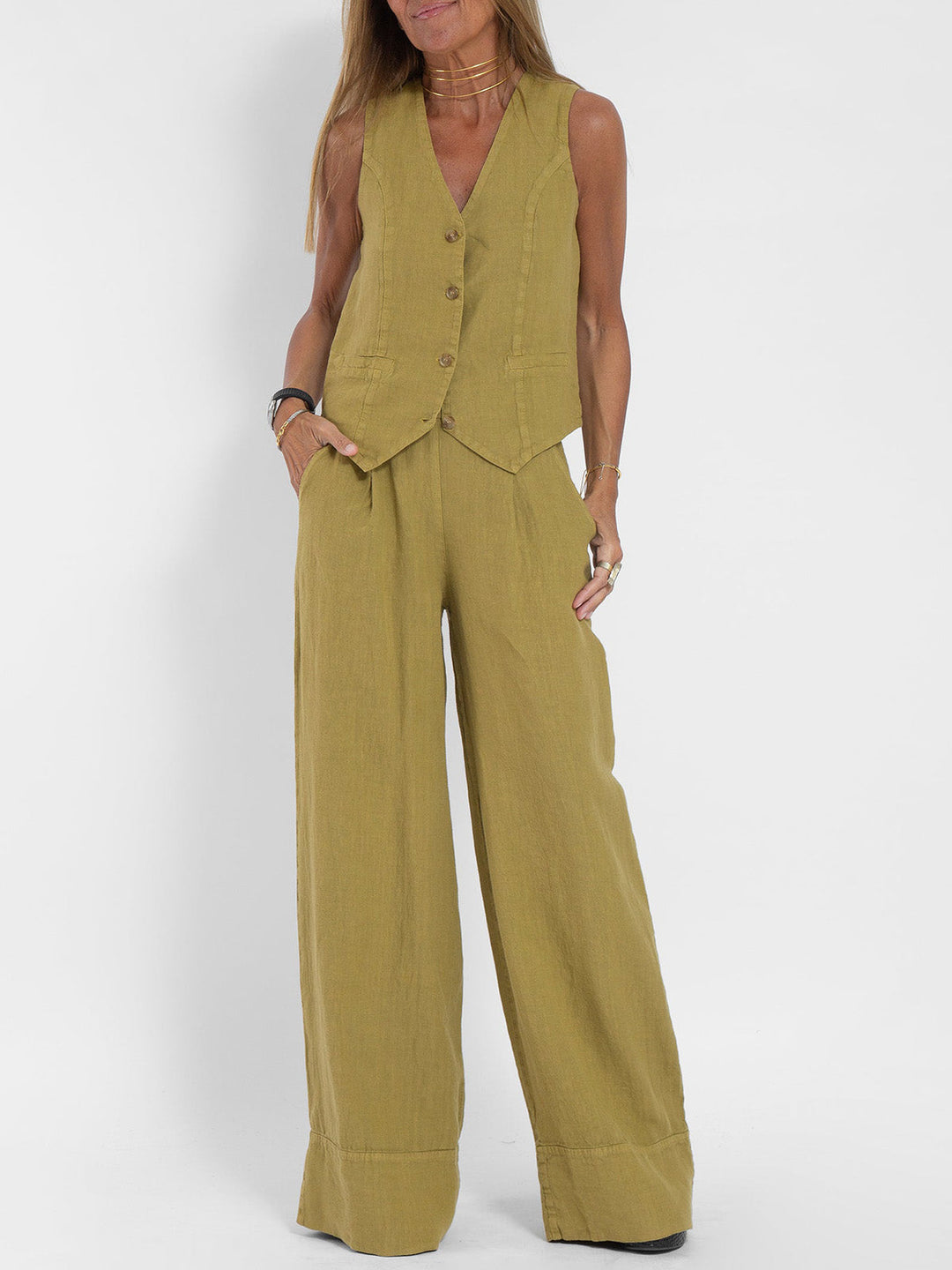 Aira | Vest & Wide Leg Trouser Set