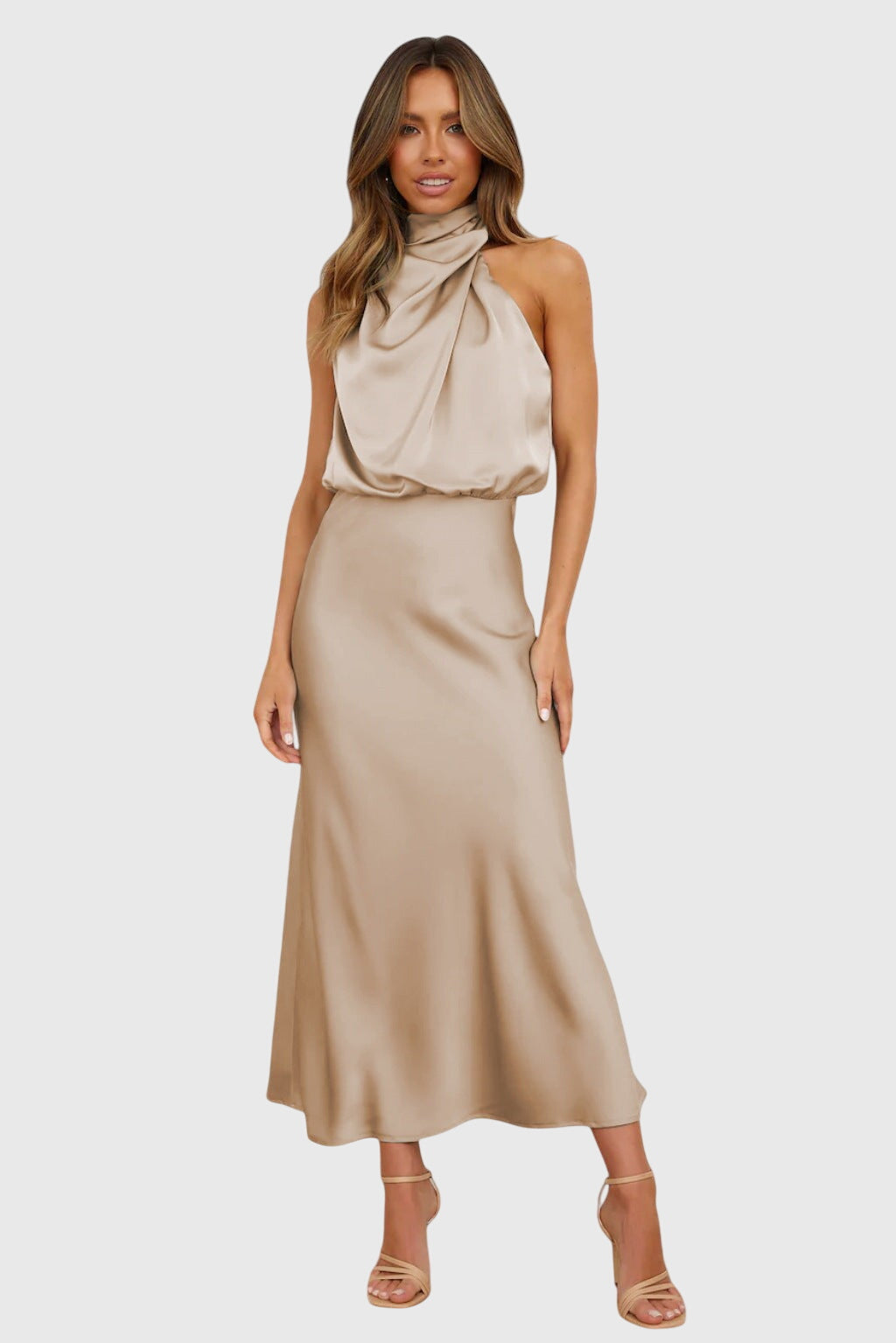 Ava | Satin Halter Dress