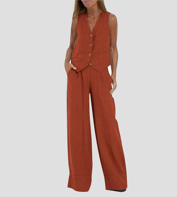 Aira | Vest & Wide Leg Trouser Set